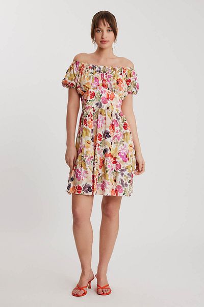 Vitrin Boat Neck Floral Dress