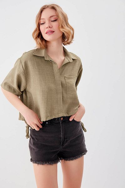 Vitrin Crop-Shirt mit einer Tasche und elastischem Bund