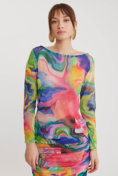 Vitrin Μπλούζα από τούλι με μοτίβο με φαρδύ γιακά