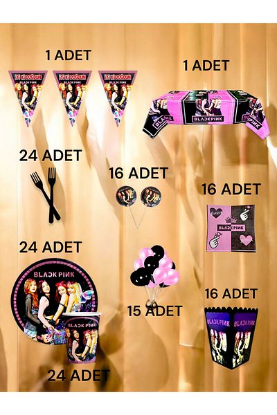 VibeHome Blackpink Themed XL Pack for 24 - Birthday Party and Fun Events