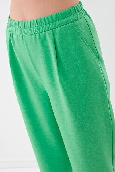 Vitrin Elastic Waist Pleated High Waist Trousers