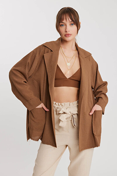 Vitrin سترة فضفاضة ذات طية صدر كبيرة مع جيوب