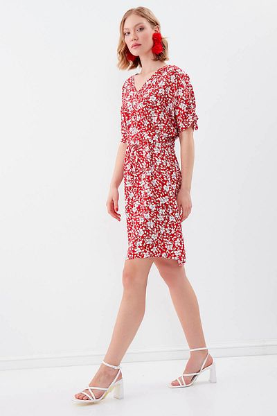Vitrin Flower Pattern Dress with Elastic Waist