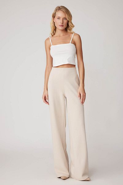 Vitrin High Waist Wide Leg Side Zipper Trousers