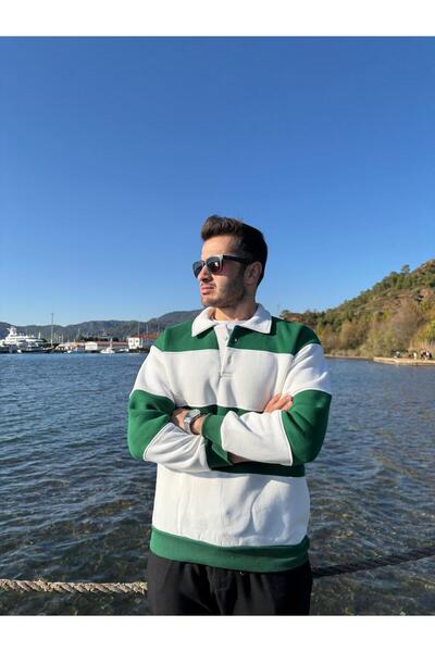 Butik 3 Thread Polo Neck Piece Oversize Sweatshirt