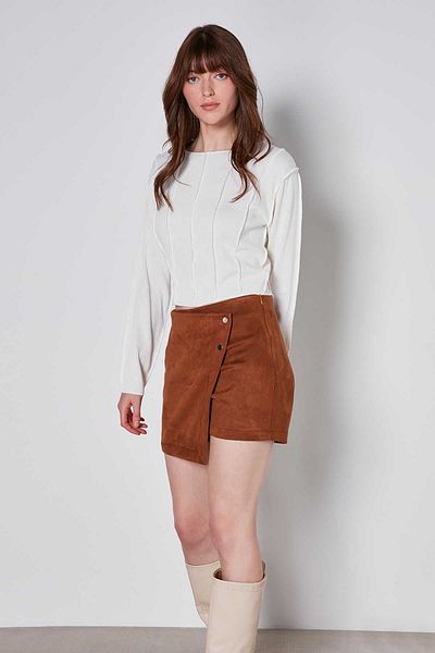 Vitrin Snap Λεπτομερής Faux Suede Σορτς Φούστα