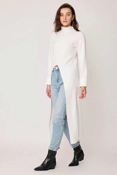 Vitrin Deep Slit Knitted Blouse