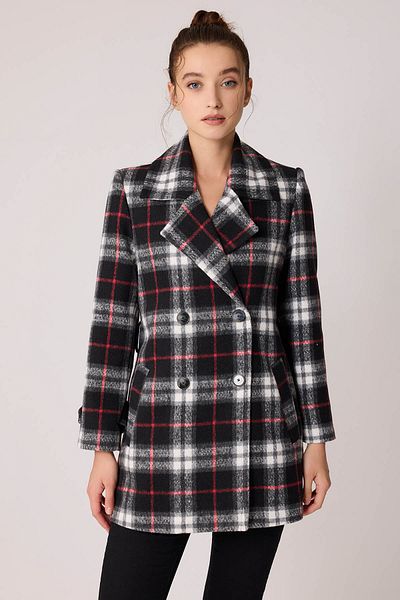 Vitrin Plaid Pattern Button-Front Coat