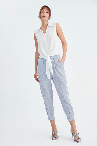 Vitrin Pleated Pinstripe Carrot Trousers