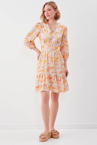 Vitrin Floral Patterned Lined Dress