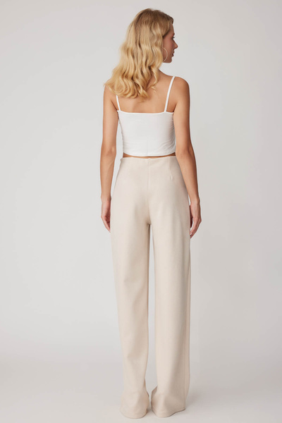 Vitrin High Waist Wide Leg Side Zipper Trousers