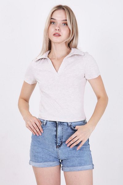 Vitrin Μπλουζάκι Cotton Crop Polo Neck