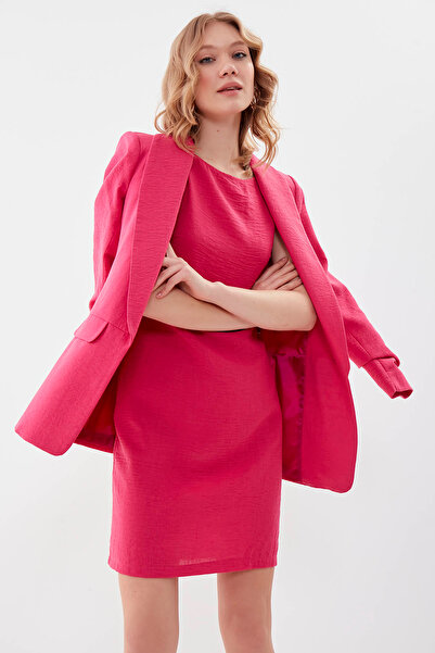 Vitrin Sıfır Kol Viskon Keten Elbise