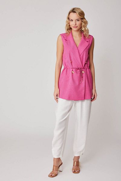 Vitrin Tie Waist Gold Button Detailed Vest