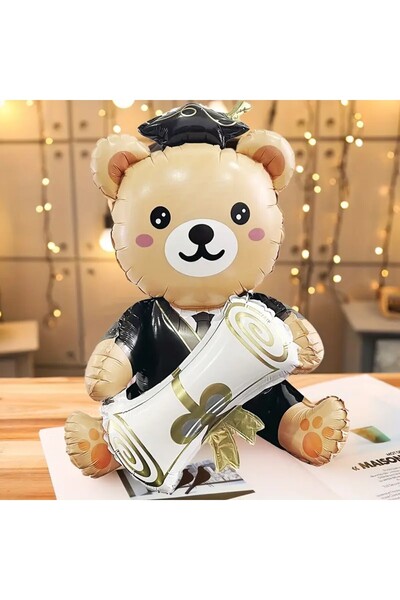 Laviyosa DİBLOMALI MEZUNİYET OTURAN AYI  FOLYO BALONU