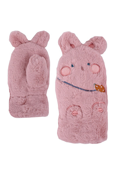 İşnar Çocuk Peluş Eldiven 3-4 Yaş Tavşan Tüylü Çift Kat Eldiven 6 Renk Parmaksız Model 0071