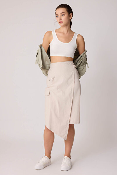 Vitrin Fustă din material parașuta cu buzunar cargo cu talie elastică