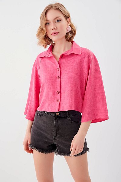 Vitrin Πουκάμισο Casual Crop με κουμπιά μπροστά