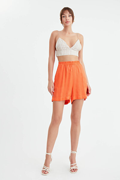 Vitrin Shiny Satin - Elastic Waist Shorts