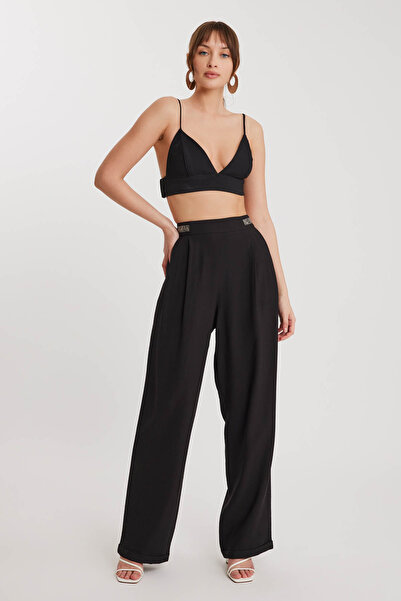 Vitrin Pleated Trousers with Stone Detail on the Waist