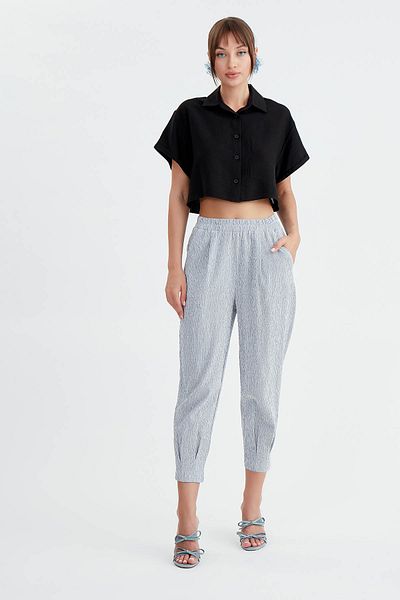 Vitrin Pleated Pinstripe Carrot Trousers
