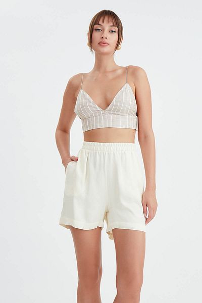 Vitrin Shiny Satin - Elastic Waist Shorts