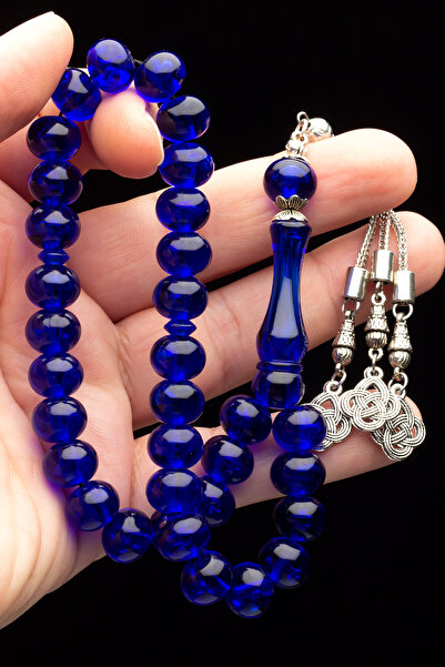 OTTOTESBİH Rozariu cu ciucuri Love Knot 9x12mm, albastru închis, pulbere de chihlimbar