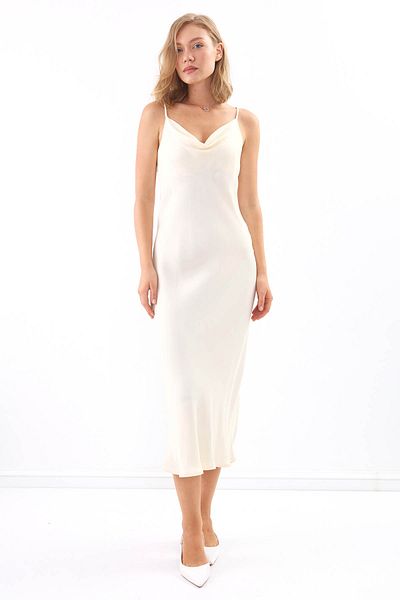 Vitrin Strappy Degaje Collar Long Dress