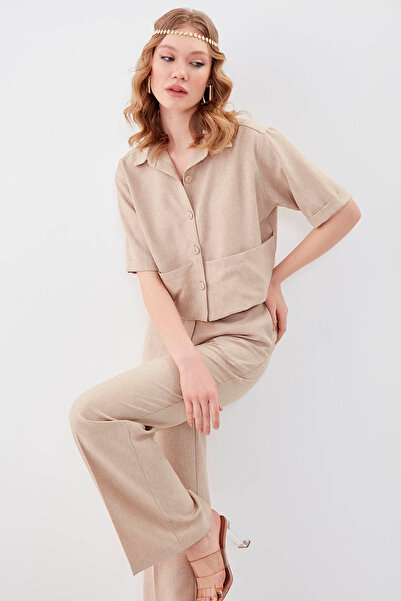 Vitrin Κοντομάνικο Crop πουκάμισο με λεπτομέρεια στην τσέπη