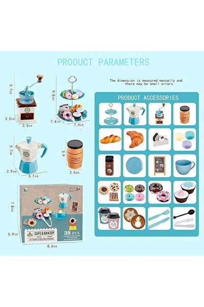 Yelajoy Tea House Pretend Play Toy Set, 38 PCS Coffee Maker Set and Play Food Dessert for Kids Age 3+