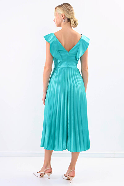 Vitrin Сукня з воланами на рукавах і плісированою спідницею з атласу