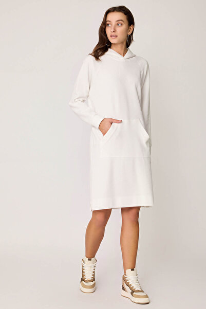 Vitrin Hooded Knitted Dress with Front Pocket