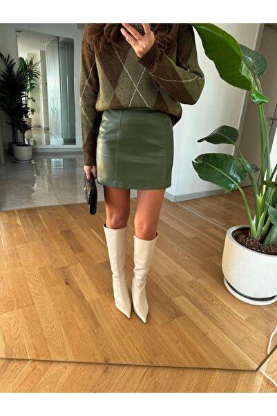 FK PYNAPPEL Khaki Green Trapezoidal Mini Skirt