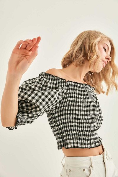 Vitrin Glitzerbluse mit Gingham-Muster