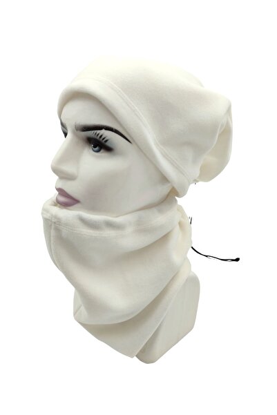 AXE SPORTSWEAR Ecru Women's Winter Thermal Fleece Gloves - Beanie Neck Collar Set of 3