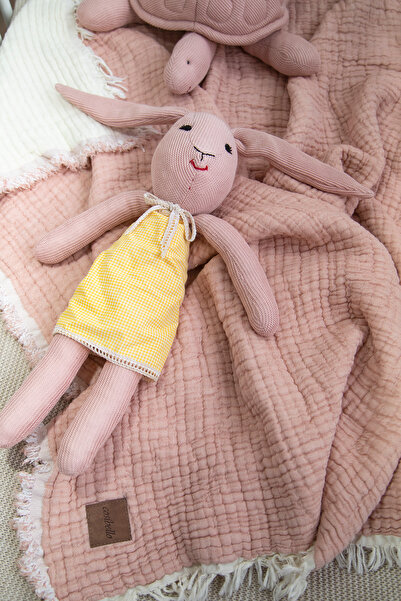 Cosibello Home بطانية أطفال موسلين 7 طبقات مملوءة 120×120 سمك سلمون