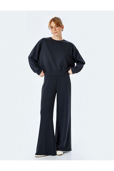 Koton Pantaloni de sport largi cu dungi din material modal