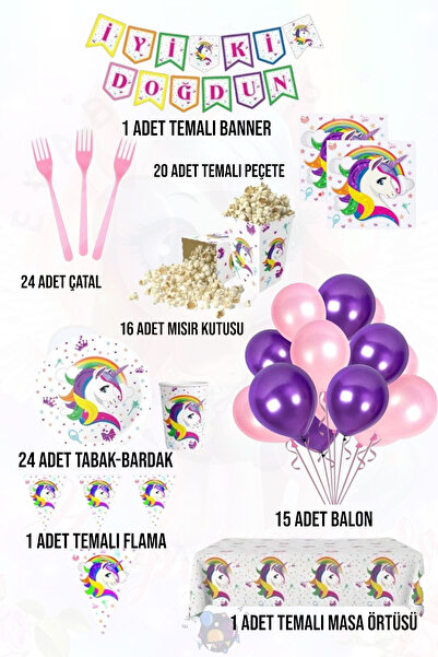 Evabrite Σετ με θέμα Unicorn για 24 άτομα Lüxb - Προμήθειες για το Sunrise Pa...