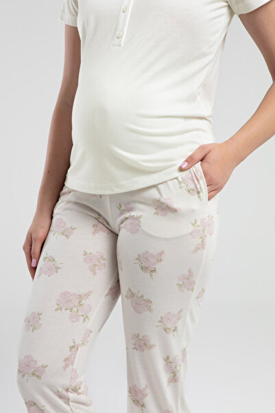 Pierre Cardin Kadın Krem Lohusa Pijama Takım