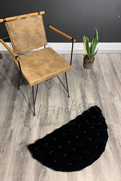 İpek-İpeksim Dekoratif Halı SİYAH BUBBLE  HALI MASA  AYAK ALTI PASPASI / DUŞ ...