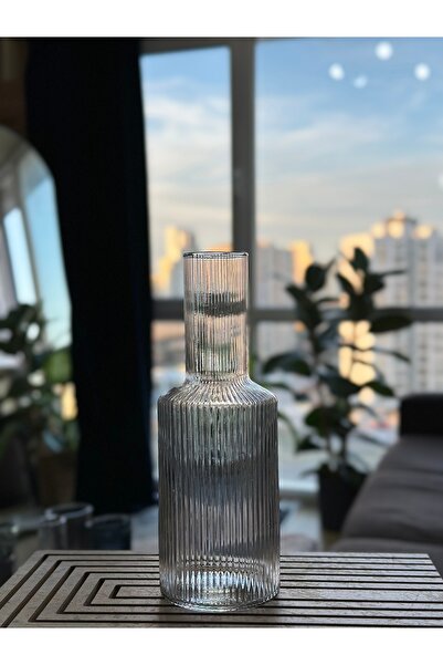 Kalya Concept Dekoratif Şeffaf Vazo Büyük Boy 20*10 Cm - Nervürlü Cam Origami...