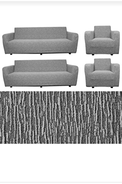sabirehome 3 3 1 1 Grey Jacquard Tree Bark Seat Cover Set
