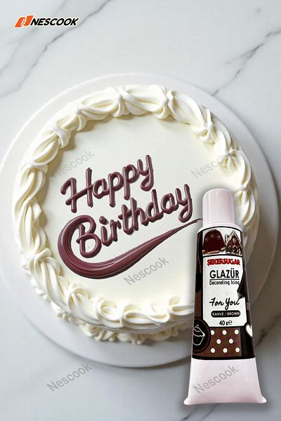 ŞEKER & SUGAR Ready Glaze / Writing on Cookies / Cookie Decoration / Coffee Color 40Gr
