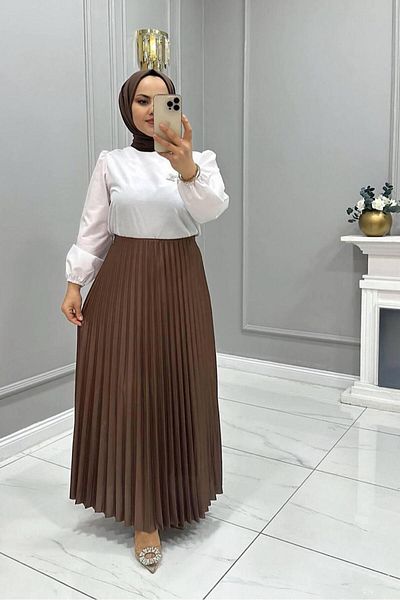 HİFADEN Γυναικεία πλισέ φούστα με ελαστική μέση, φούστα Hijab, τυπικό μέγεθος