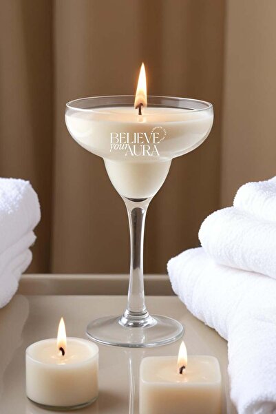 Believe Your Aura Lavanta Kokulu Mum - %100 Doğal Soya Mumu Handmade Kadeh Mu...