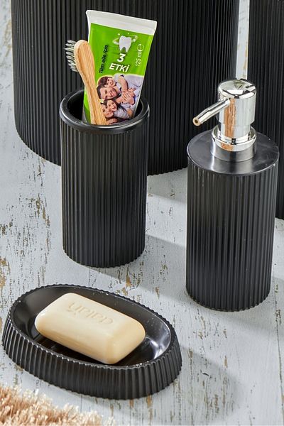 Homie Round Sink Set - Line 3, Liquid Soap Dispenser and Solid Soap Dispenser, Toothbrush