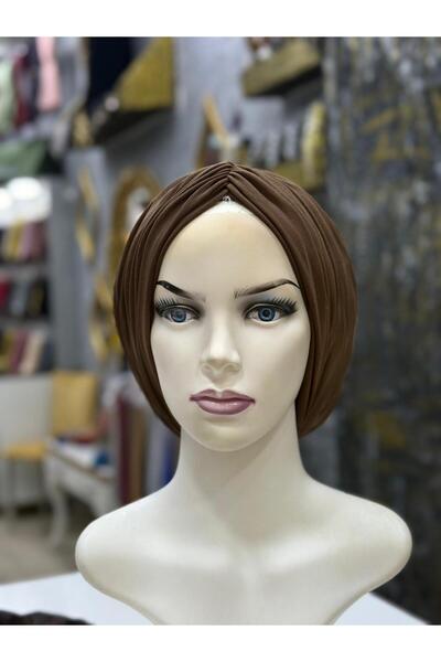 zagreus Kadın kahve rengi düğümlü büzğülü bone gret tül gunluk hayatta tercih...