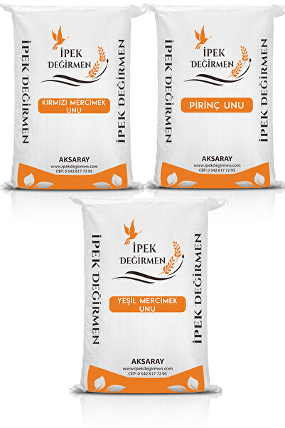 İpek Değirmen 3 Çeşit Kırmızı Mercimek Unu Pirinç Unu Yeşil Mercimek Unu