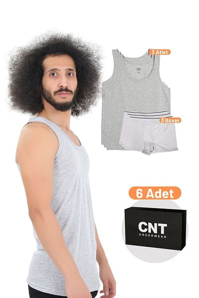 CNT Men's Cotton Undershirt Boxer Set Basic 3-Piece Premium Package