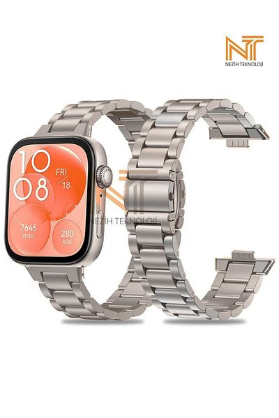Nezih Case ساعة Huawei Watch Fit 3 / Fit 4 / Fit 4 Pro المتوافقة مع سلك من الفولاذ المقاوم للصدأ ومشبك قابل للتعديل